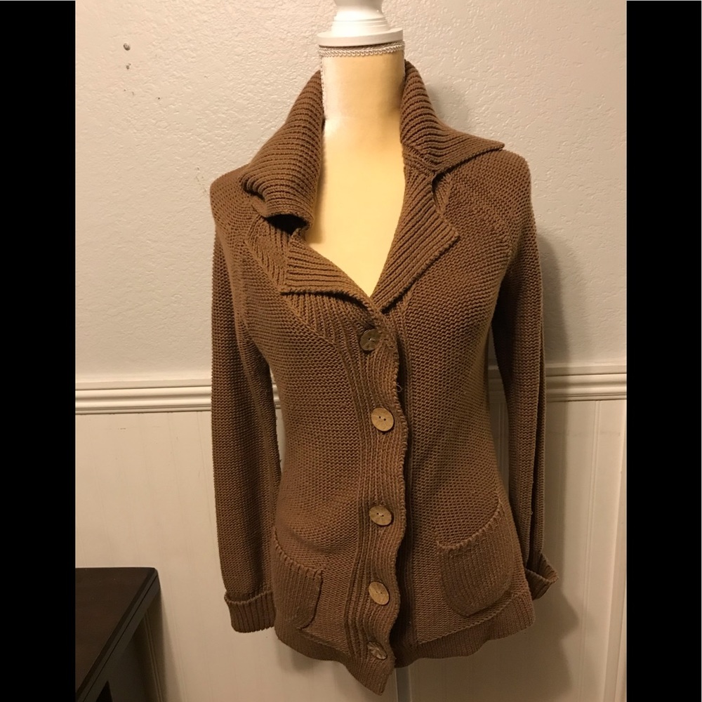 BCBG Maxazria Women's Brown Button-down Knitted